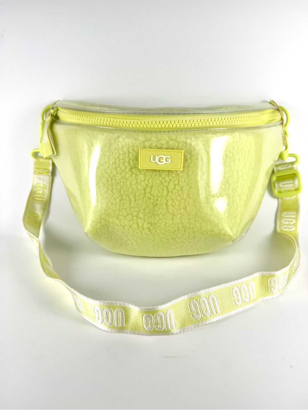 UGG Lemon Yellow Vinyl & Shearling Crossbody Bag